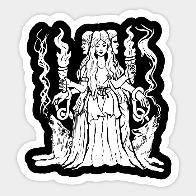 Hecate Triple Moon Goddess Pagan Witchy Goth Sticker by LunaElizabeth